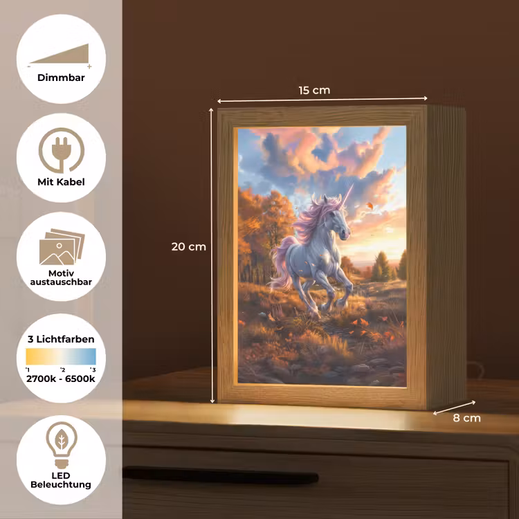 Eenhoorn - Sprookjes dier - Natuur - Meisjes Light Box met kabel (Kinderlampje) klein -USP_websiteoverzichtDE