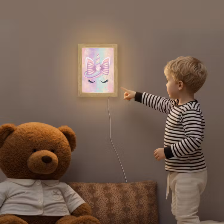Eenhoorn - Glitters - Regenboog - Pastel Light Box met kabel klein -sfeer4a_kind