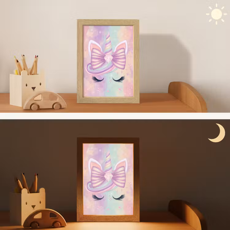 Eenhoorn - Glitters - Regenboog - Pastel Light Box met kabel klein -sfeer3_kind