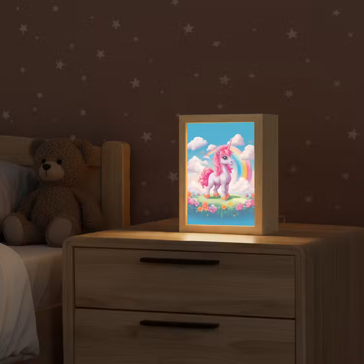 Unicorn - Meisjes - Bloemen - Regenboog - Eenhoorn Light Box met kabel klein -sfeer1_kind
