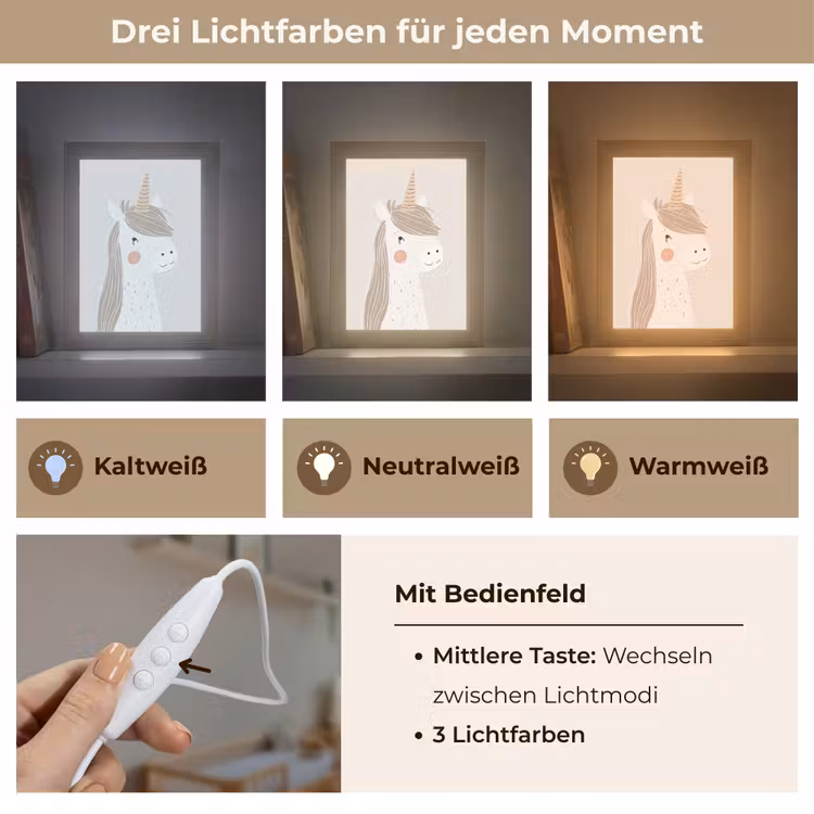 Eenhoorn - Pastel kleuren - Unicorn Light Box met kabel klein -USP_lichtkleurDE