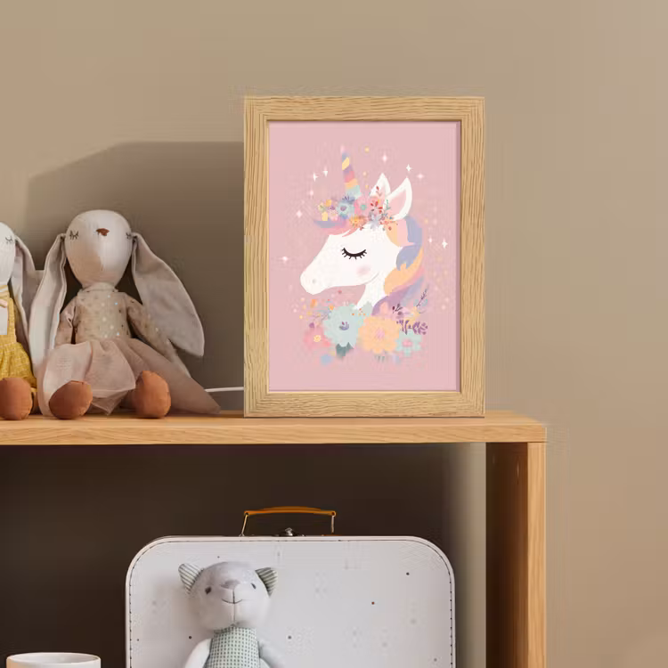 Eenhoorn - Roze - Bloemen Light Box met kabel klein -sfeer2_kind