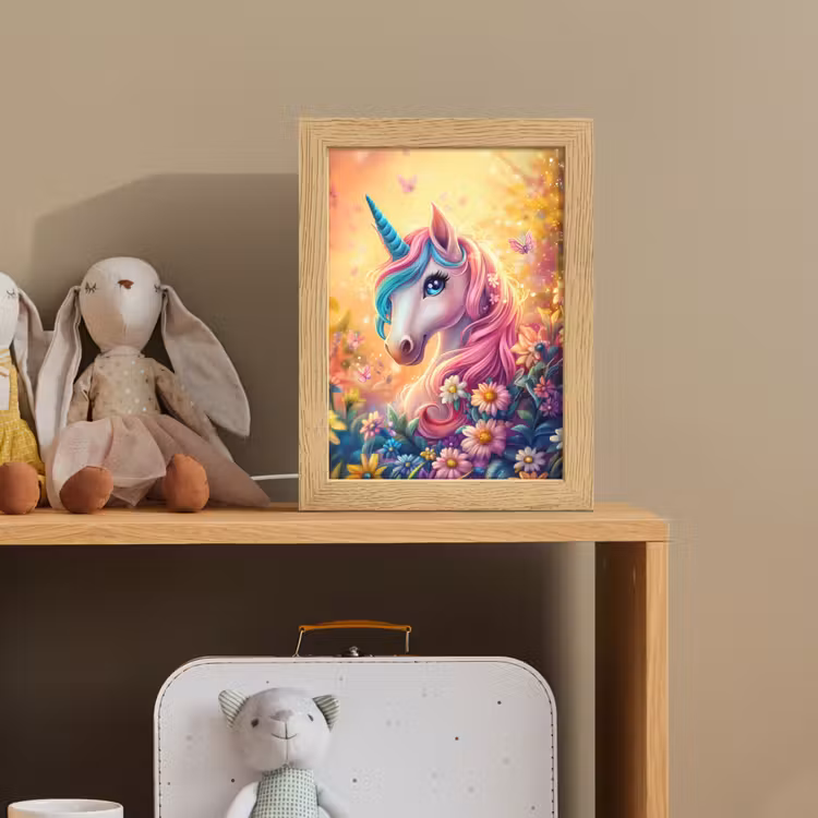 Eenhoorn - Roze - Kleurrijk - Sprookjesbos Light Box met kabel klein -sfeer2_kind