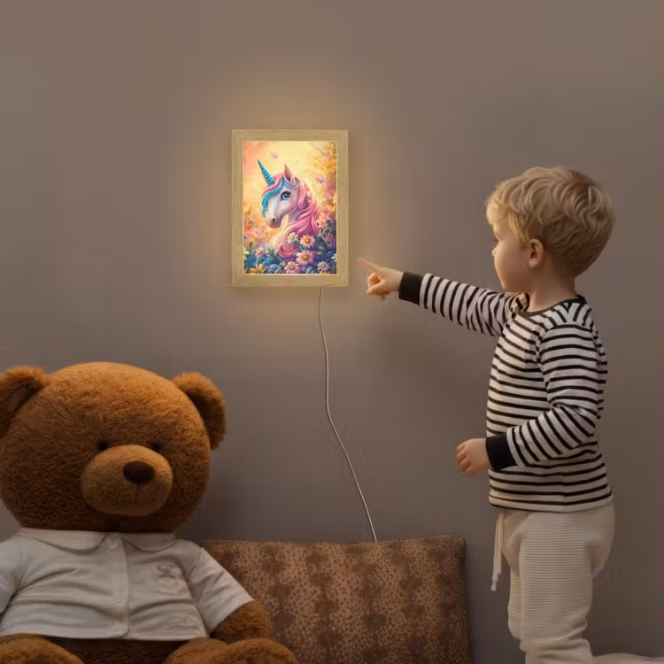 Eenhoorn - Roze - Kleurrijk - Sprookjesbos Light Box met kabel klein -sfeer4a_kind