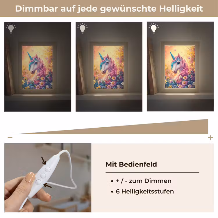 Eenhoorn - Roze - Kleurrijk - Sprookjesbos Light Box met kabel klein -USP_dimbaarDE