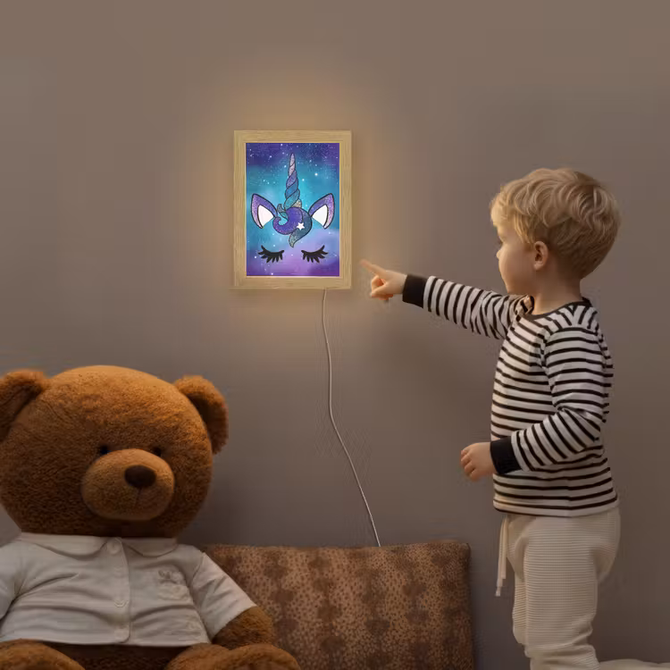 Eenhoorn - Sterrenhemel - Ster - Blauw Light Box met kabel klein -sfeer4a_kind