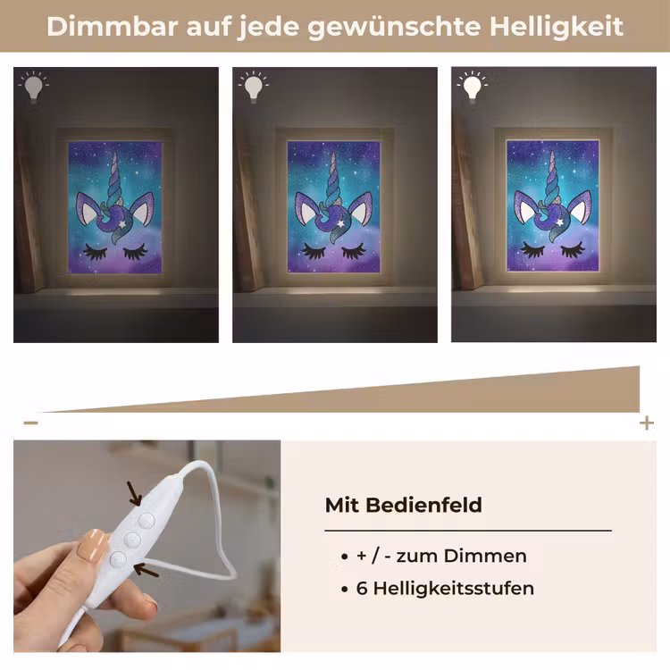 Eenhoorn - Sterrenhemel - Ster - Blauw Light Box met kabel klein -USP_dimbaarDE