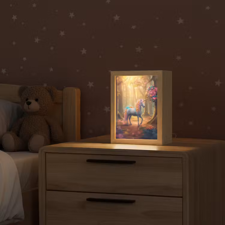 Eenhoorn - Bos - Kleurrijk - Bloemen - Meiden Light Box met kabel klein -sfeer1_kind