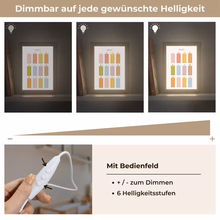 Tafels van vermenigvuldiging - Leren rekenen voor kinderen - Getallen oefenen - Cijfers - Kleuren Light Box met kabel klein -USP_dimbaarDE