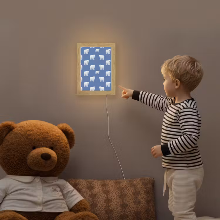 IJsbeer - Patroon - Blauw Light Box met kabel (Kinderlampje) klein 904 -sfeer4a_kind