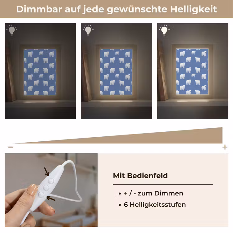 IJsbeer - Patroon - Blauw Light Box met kabel (Kinderlampje) klein 904 -USP_dimbaarDE