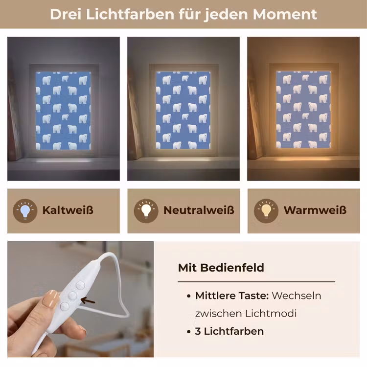IJsbeer - Patroon - Blauw Light Box met kabel (Kinderlampje) klein 904 -USP_lichtkleurDE