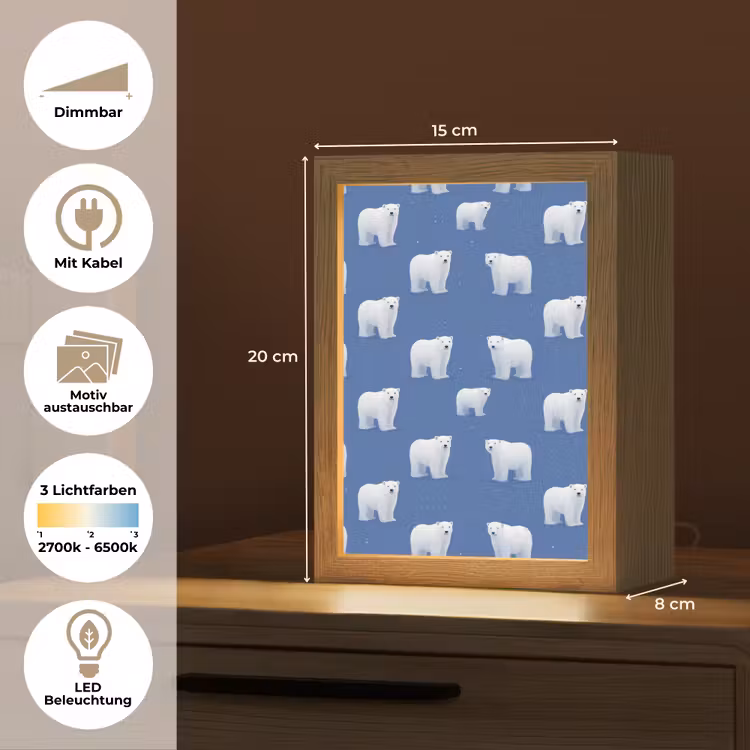 IJsbeer - Patroon - Blauw Light Box met kabel (Kinderlampje) klein 904 -USP_websiteoverzichtDE