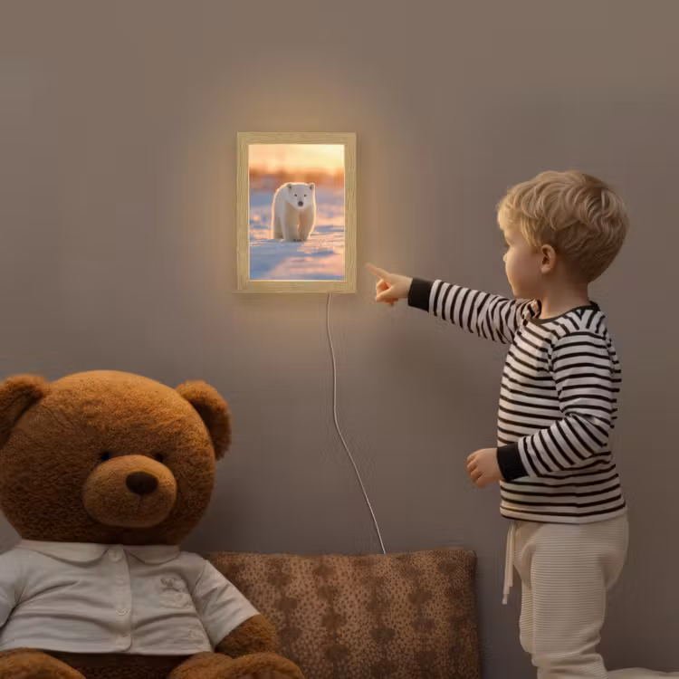 Ijsbeer - Sneeuw - Zonsopgang Light Box met kabel klein -sfeer4a_kind