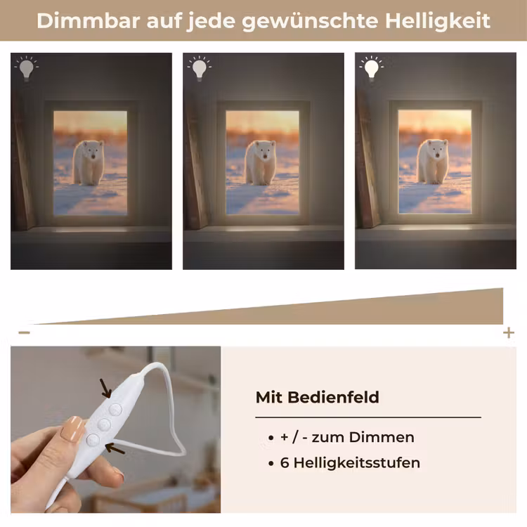 Ijsbeer - Sneeuw - Zonsopgang Light Box met kabel klein -USP_dimbaarDE