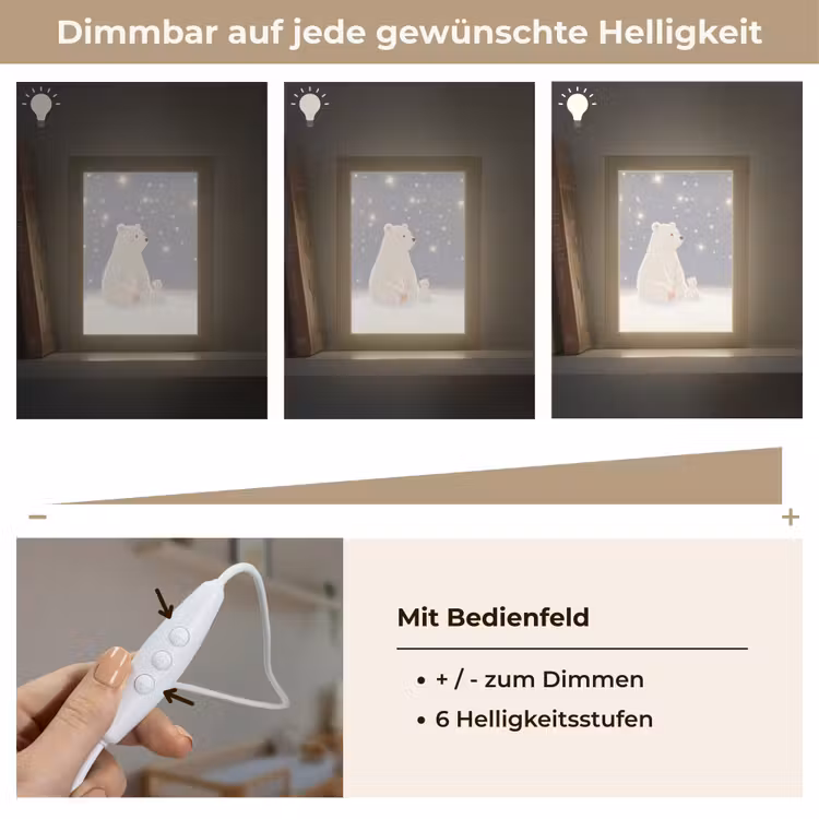 Ijsbeer - Sneeuw - Sterren - Blauw Light Box met kabel klein -USP_dimbaarDE