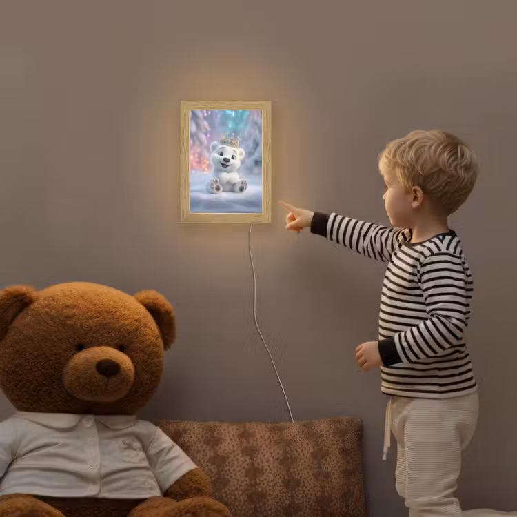 Ijsbeerwelp - Sneeuw - Lichtjes - Kroon Light Box met kabel klein -sfeer4a_kind