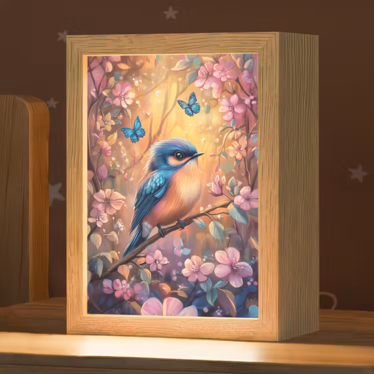 IJsvogel - Sprookjesbos - Roze - Bloemen Light Box met kabel klein -zzz_3d_website