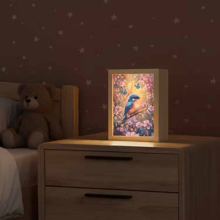 IJsvogel - Sprookjesbos - Roze - Bloemen Light Box met kabel klein -sfeer1_kind
