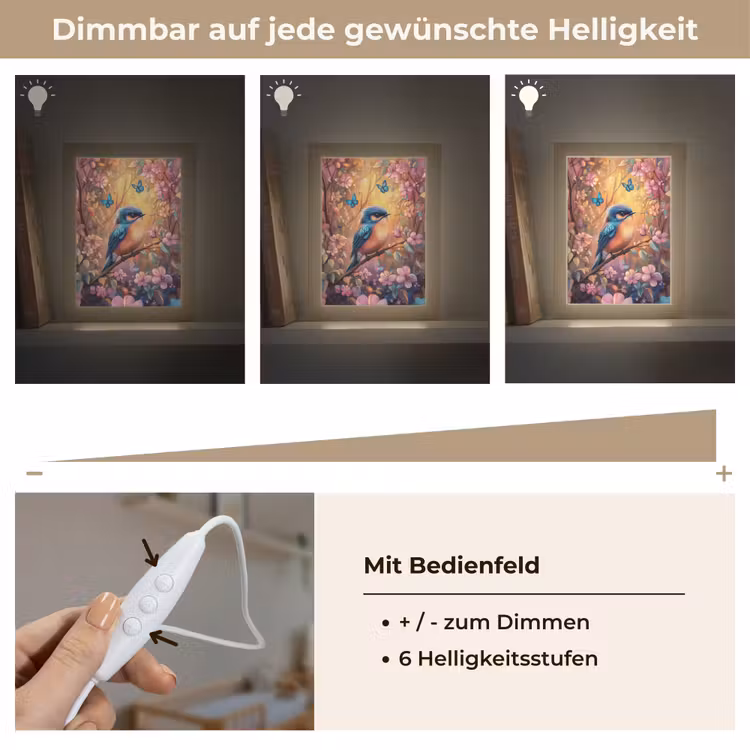 IJsvogel - Sprookjesbos - Roze - Bloemen Light Box met kabel klein -USP_dimbaarDE