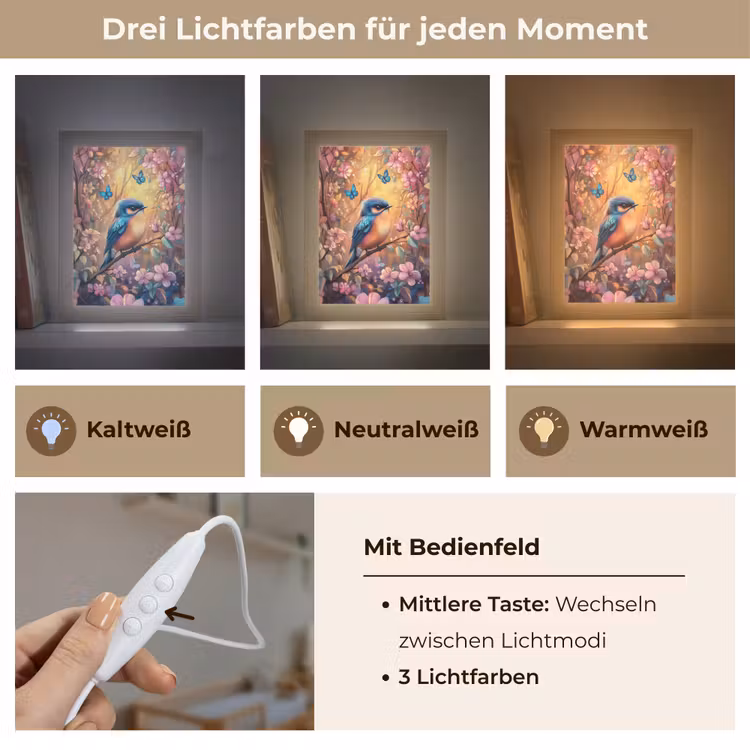 IJsvogel - Sprookjesbos - Roze - Bloemen Light Box met kabel klein -USP_lichtkleurDE