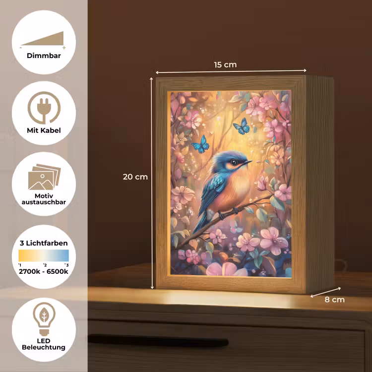 IJsvogel - Sprookjesbos - Roze - Bloemen Light Box met kabel (Kinderlampje) klein -USP_websiteoverzichtDE