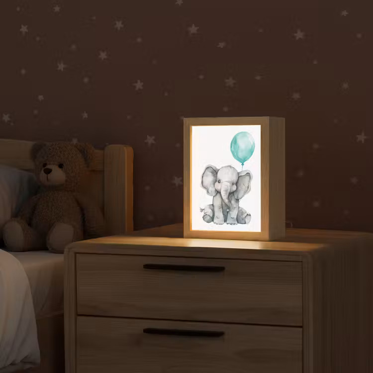Olifant - Baby - Dieren - Blauwe ballon Light Box met kabel klein -sfeer1_kind
