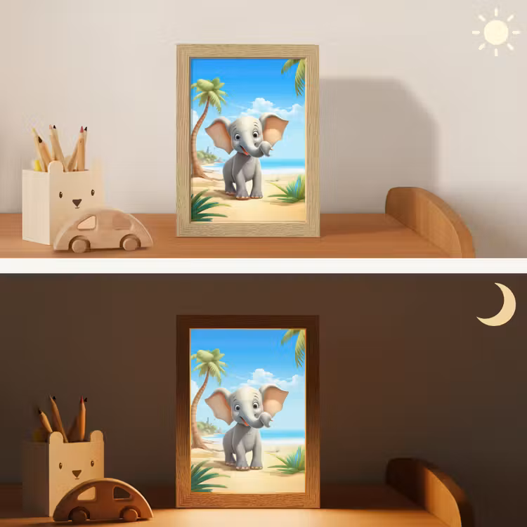Olifant - Strand - Dieren - Meisjes - Kind Light Box met kabel klein -sfeer3_kind