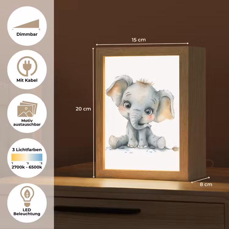 Olifant - Baby dier Light Box met kabel (Kinderlampje) klein -USP_websiteoverzichtDE