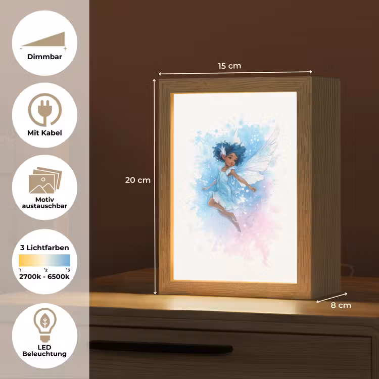 Elf - Blauw - Magie - Roze Light Box met kabel (Kinderlampje) klein -USP_websiteoverzichtDE