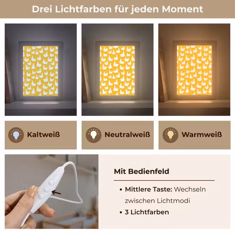 Eendjes - Patroon - Geel Light Box met kabel (Kinderlampje) klein 904 -USP_lichtkleurDE