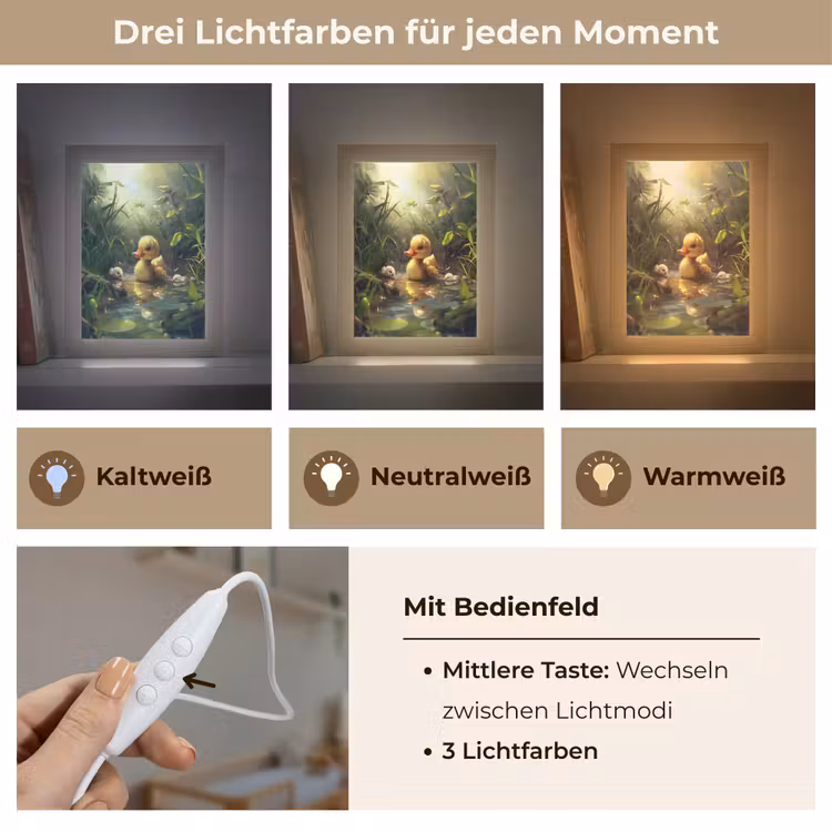Eendjes - Dieren - Natuur Light Box met kabel klein -USP_lichtkleurDE