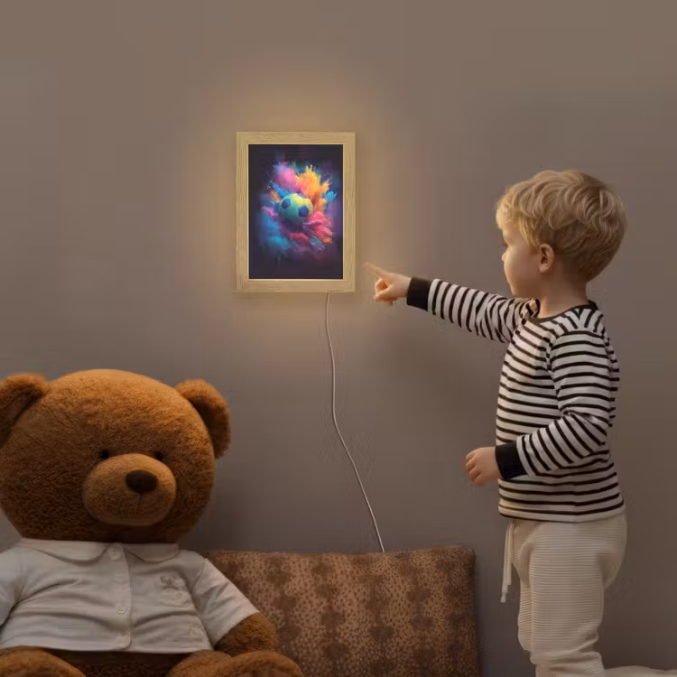 Explosie - Kleurrijk - Voetbal - Abstract Light Box met kabel klein -sfeer4a_kind