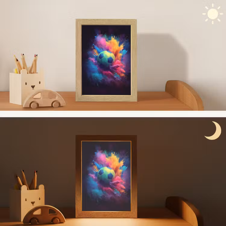 Explosie - Kleurrijk - Voetbal - Abstract Light Box met kabel klein -sfeer3_kind