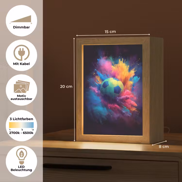 Explosie - Kleurrijk - Voetbal - Abstract Light Box met kabel (Kinderlampje) klein -USP_websiteoverzichtDE