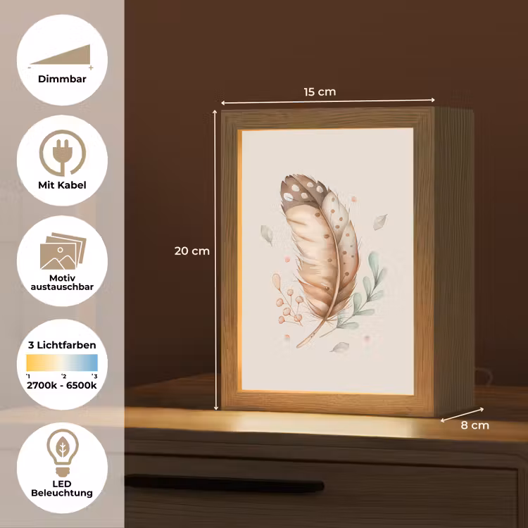 Veer - Bohemian - Boho - Pastel kleuren Light Box met kabel (Kinderlampje) klein -USP_websiteoverzichtDE