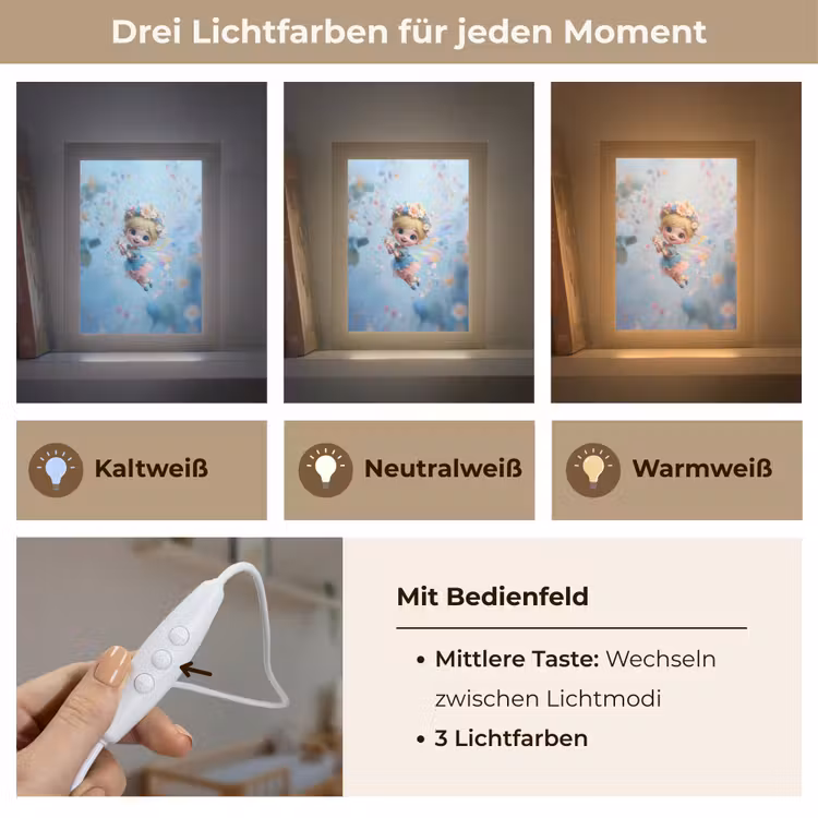 Fee - Bloemen - Sprookje - Blauw Light Box met kabel klein -USP_lichtkleurDE