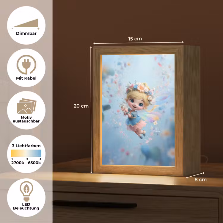 Fee - Bloemen - Sprookje - Blauw Light Box met kabel (Kinderlampje) klein -USP_websiteoverzichtDE