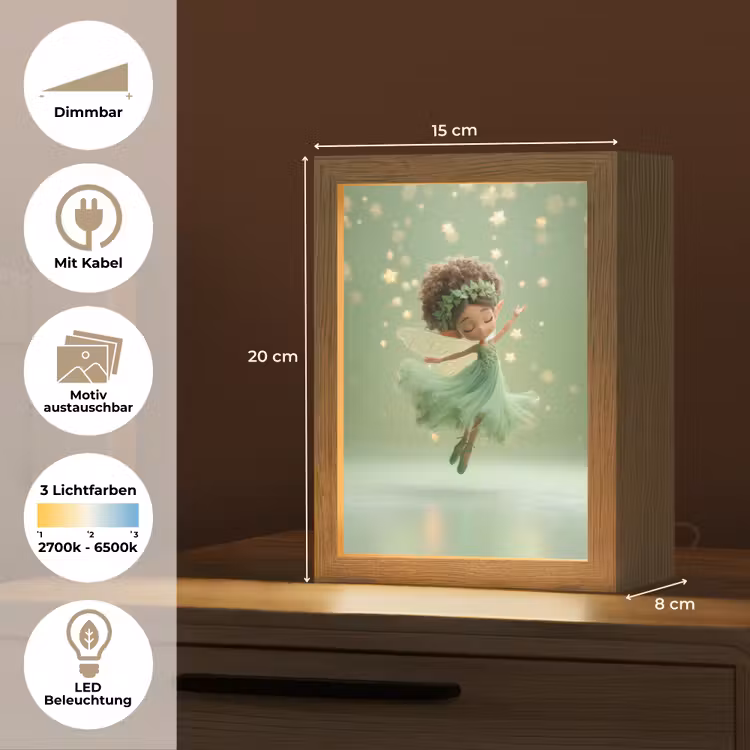 Fee - Groen - Sprookje - Sterren Light Box met kabel (Kinderlampje) klein -USP_websiteoverzichtDE