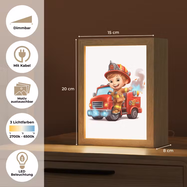 Brandweerwagen - Jongens - Kind - Rood Light Box met kabel (Kinderlampje) klein -USP_websiteoverzichtDE