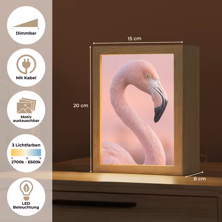 Flamingo - Portret - Roze Light Box met kabel (Kinderlampje) klein -USP_websiteoverzichtDE