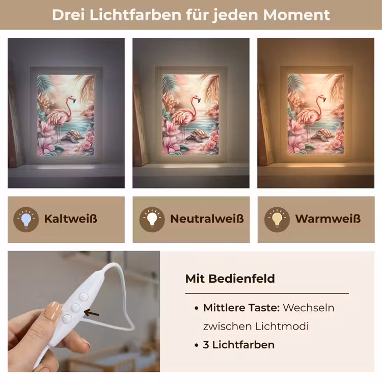 Flamingo - Schildpad - Roze Light Box met kabel klein -USP_lichtkleurDE