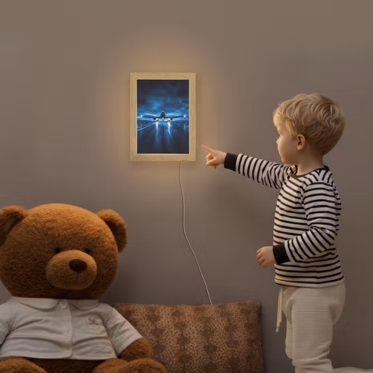 Vliegtuig - Blauw - Futuristisch Light Box met kabel klein -sfeer4a_kind