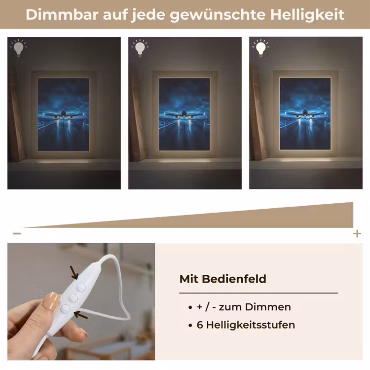 Vliegtuig - Blauw - Futuristisch Light Box met kabel klein -USP_dimbaarDE