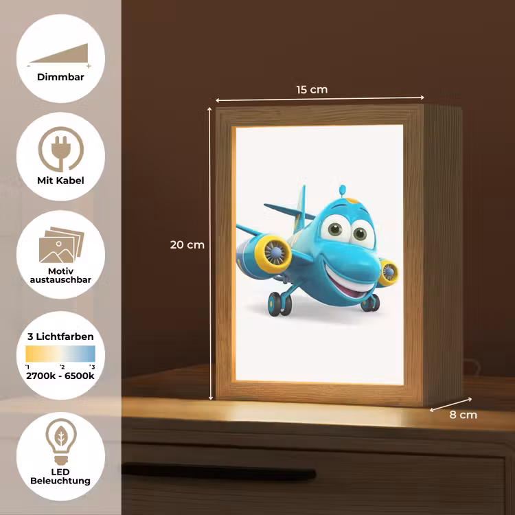 Vliegtuig - Blauw - Kinderen - Jongens Light Box met kabel (Kinderlampje) klein -USP_websiteoverzichtDE