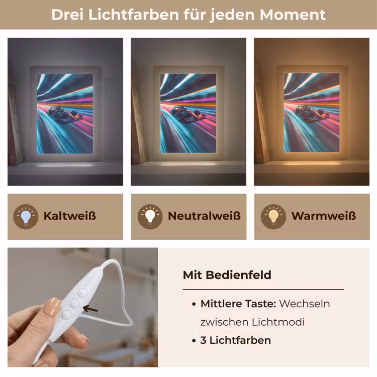 Formule 1 - Auto - Race - Jongens - Kleurrijk Light Box met kabel klein -USP_lichtkleurDE
