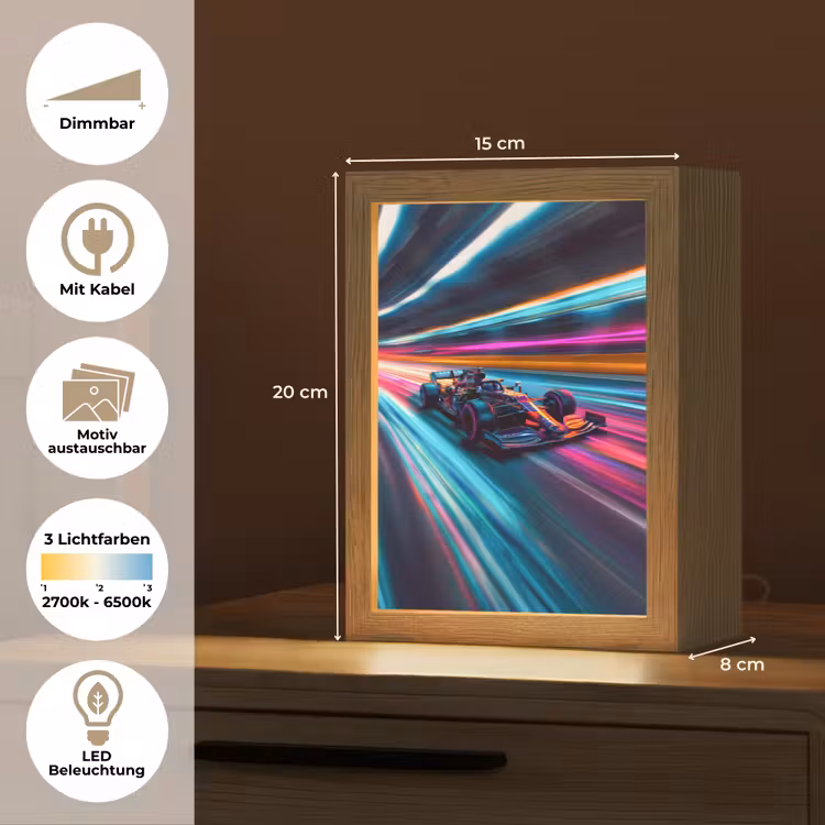 Formule 1 - Auto - Race - Jongens - Kleurrijk Light Box met kabel (Kinderlampje) klein -USP_websiteoverzichtDE