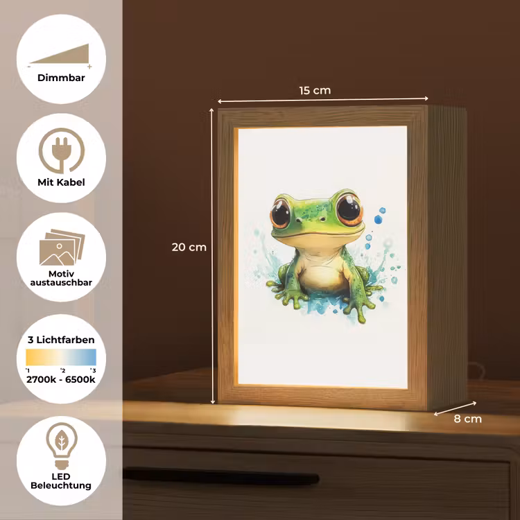 Kikker - Groen - Water - Dieren Light Box met kabel (Kinderlampje) klein -USP_websiteoverzichtDE