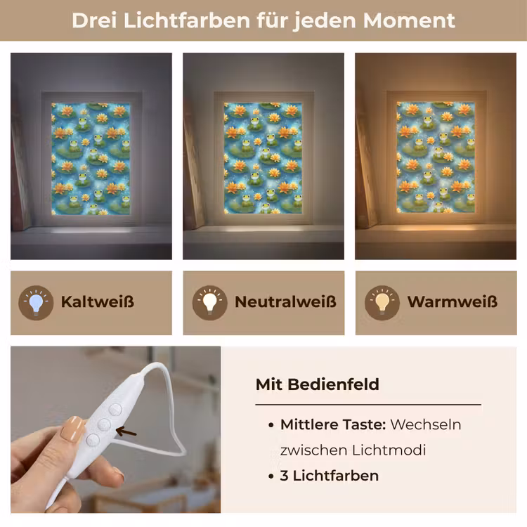 Kikker - Lelies - Groen Light Box met kabel (Kinderlampje) klein 904 -USP_lichtkleurDE