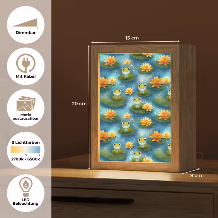 Kikker - Lelies - Groen Light Box met kabel (Kinderlampje) klein 904 -USP_websiteoverzichtDE